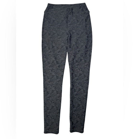 Pants - Black Floral-Textured Women's Slim Pants